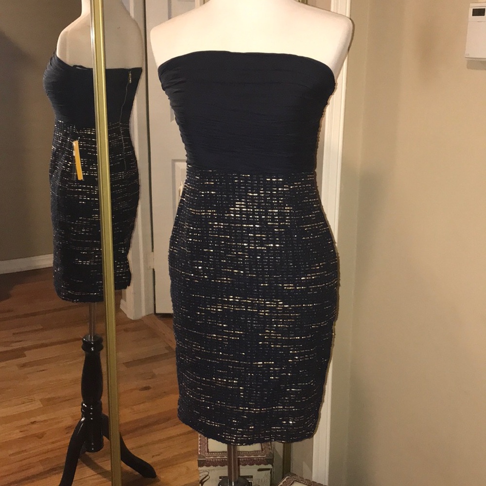 Alice and Olivia cocktail dress navy/gold